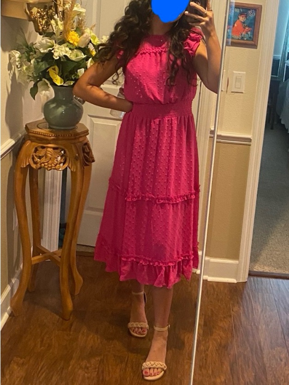 Fuchsia Ruffled Midi Dress